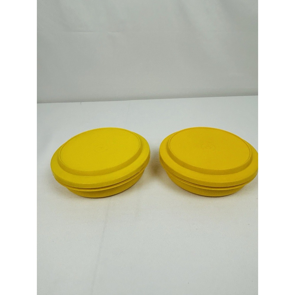 Vintage Tupperware Set of 2 Seal-n-Serve Bowls 1206 with Lids 1207 Yellow